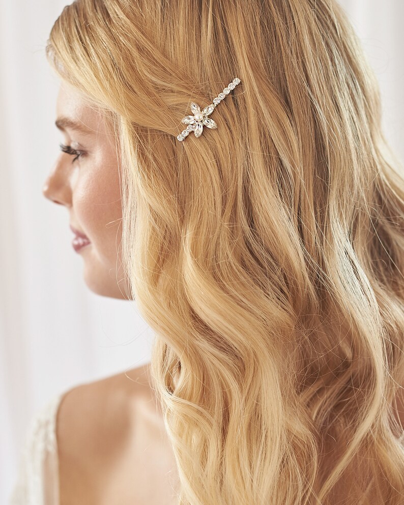 Crystal Floral Bobby Pin Bridal Bobby Pin Floral Wedding Etsy