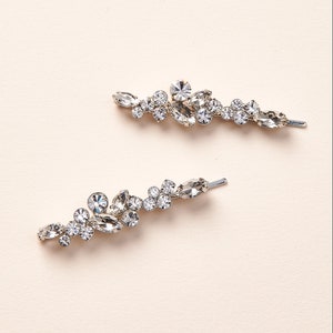 2er Set Kristall Braut Haarnadeln • Silber Hochzeit Haarnadeln • Kristall Hochzeit Haarnadeln • Silber Braut Haarnadeln • Brauthaar • 2874