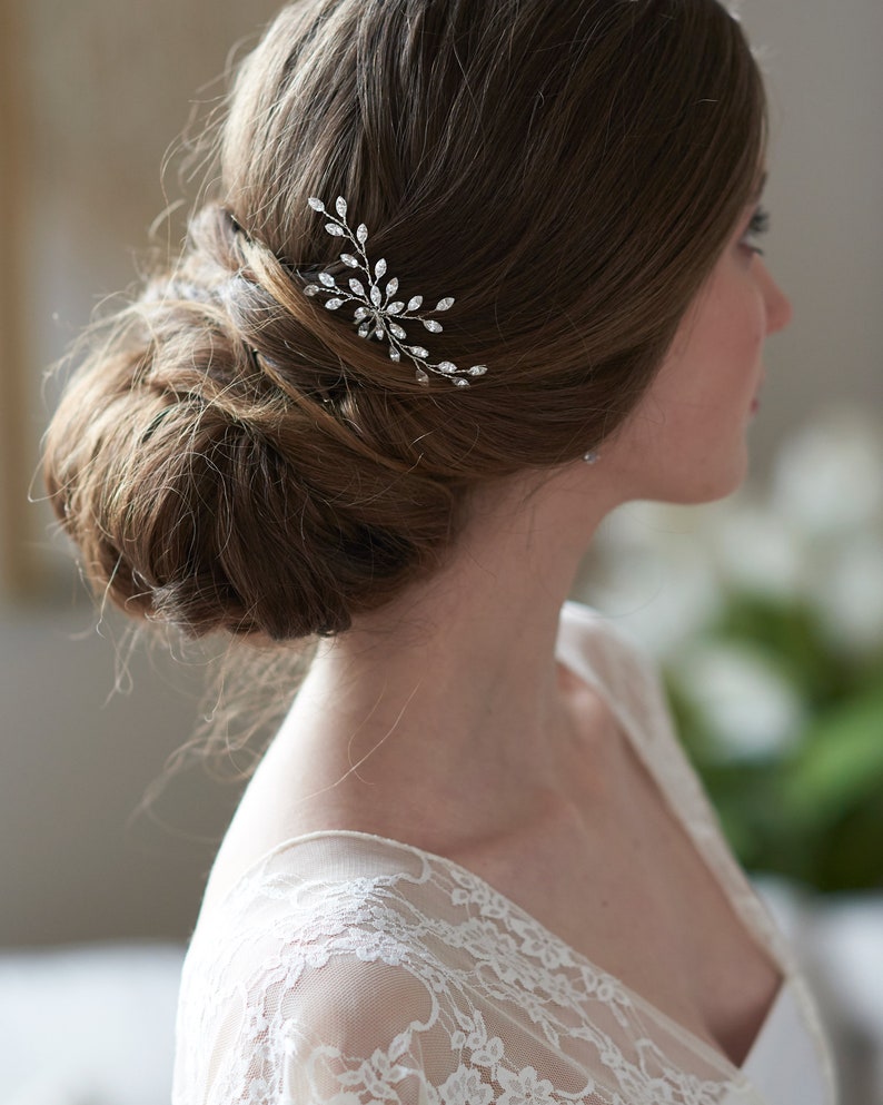 Bridal Hair Pin, Wedding Hair Pin, Rhinestone Bridal Hair Pin, Crystal Hair Pin, Crystal Wedding Hair Pin, Silver Bridal Hair Pin 2844 image 3