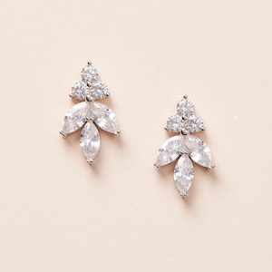 CZ Floral Earrings • Floral Wedding Stud Earrings • Bridal Studs • CZ Wedding Earrings • Bridal Earrings • Wedding Jewelry • 4410