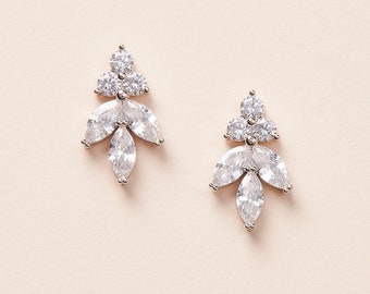 CZ Floral Earrings • Floral Wedding Stud Earrings • Bridal Studs • CZ Wedding Earrings • Bridal Earrings • Wedding Jewelry • 4410