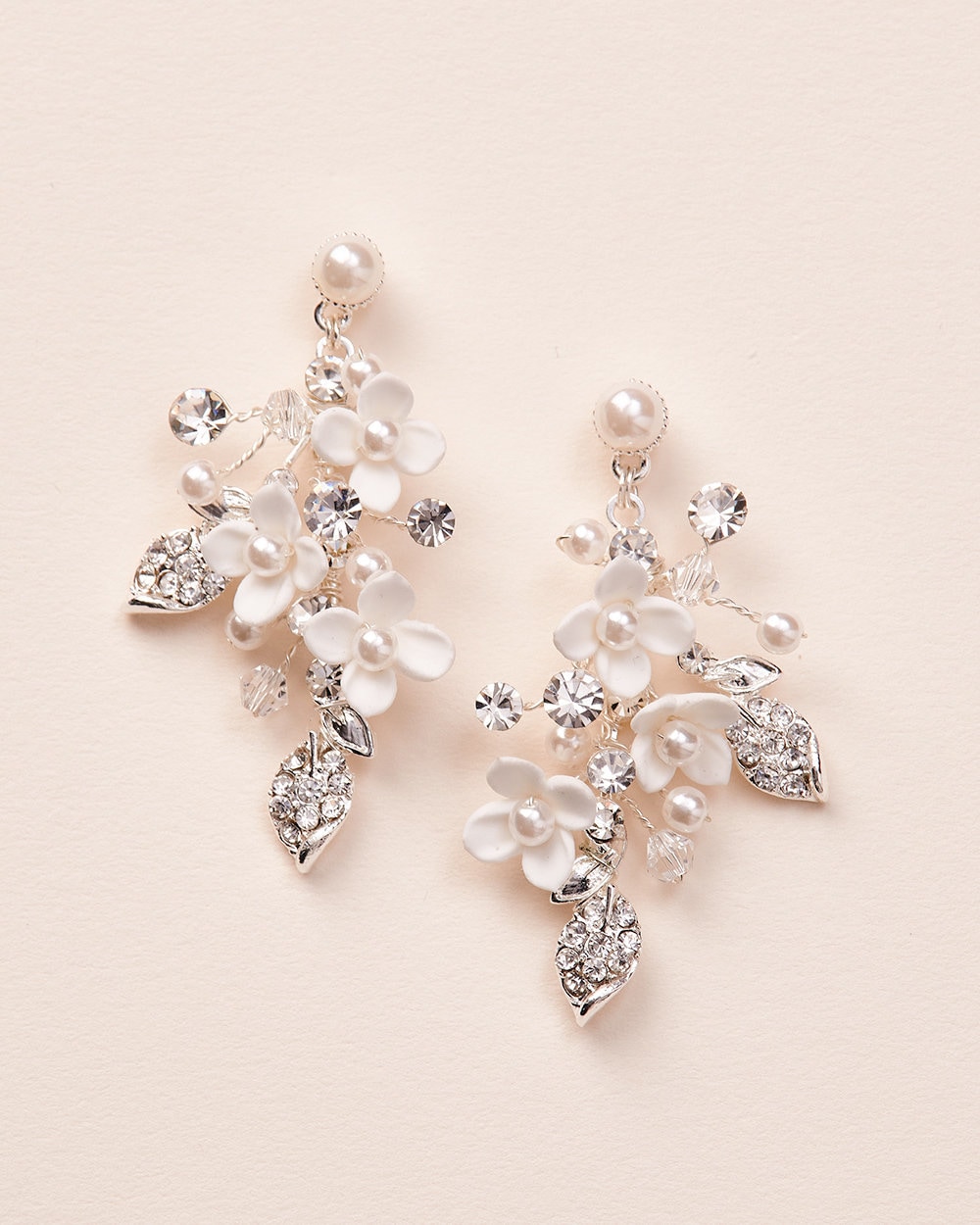 Floral Wedding Earrings • Pearl & Crystal Dangle Earrings • Crystal Wedding Earrings • Flower Bridal Earrings • Bridal Earrings • 4429