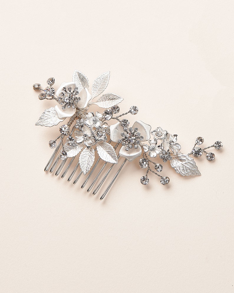 Floral Bridal Comb, Floral Wedding Hair Comb, Bridal Hair Comb, Floral Bridal Hair Accessory, Wedding Hair Accessory, Floral Comb 2437 image 4