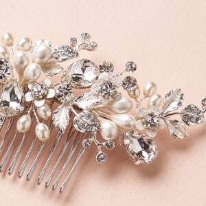 Floral Bridal Comb, Pearl & Crystal Wedding Comb, Bridal Comb, Freshwater Pearl Comb, Wedding Comb, Floral Bridal Hair Comb, Weddings2453 image 5