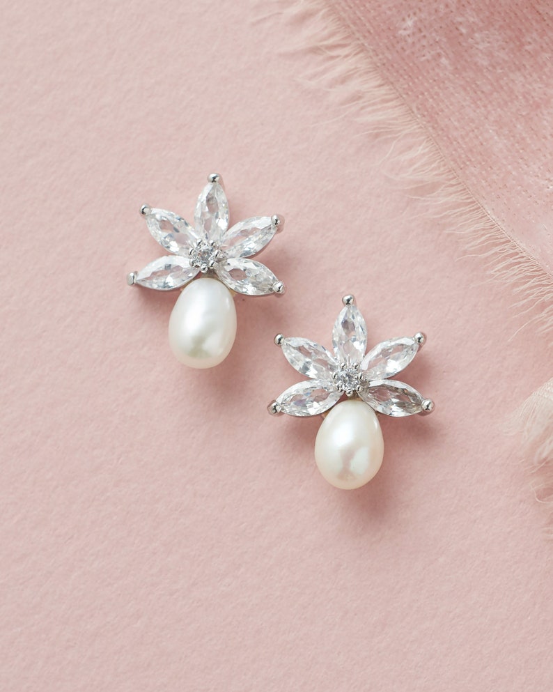 Pearl Bridal Earrings Freshwater Pearl Wedding Earrings Etsy