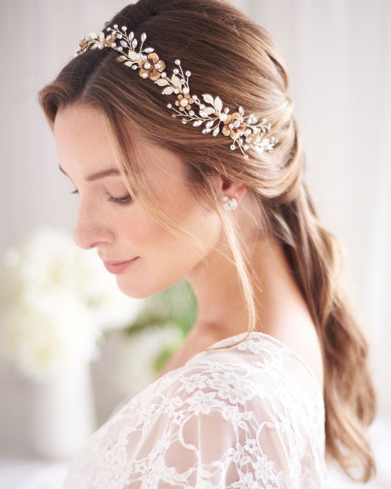 Floral Wedding Headpiece, Floral Bridal Hair Vine,