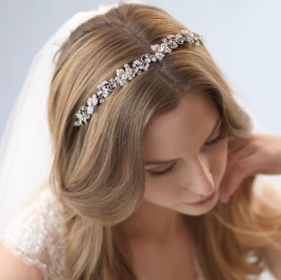 Floral Bridal Headband, Antique Bridal Headpiece,