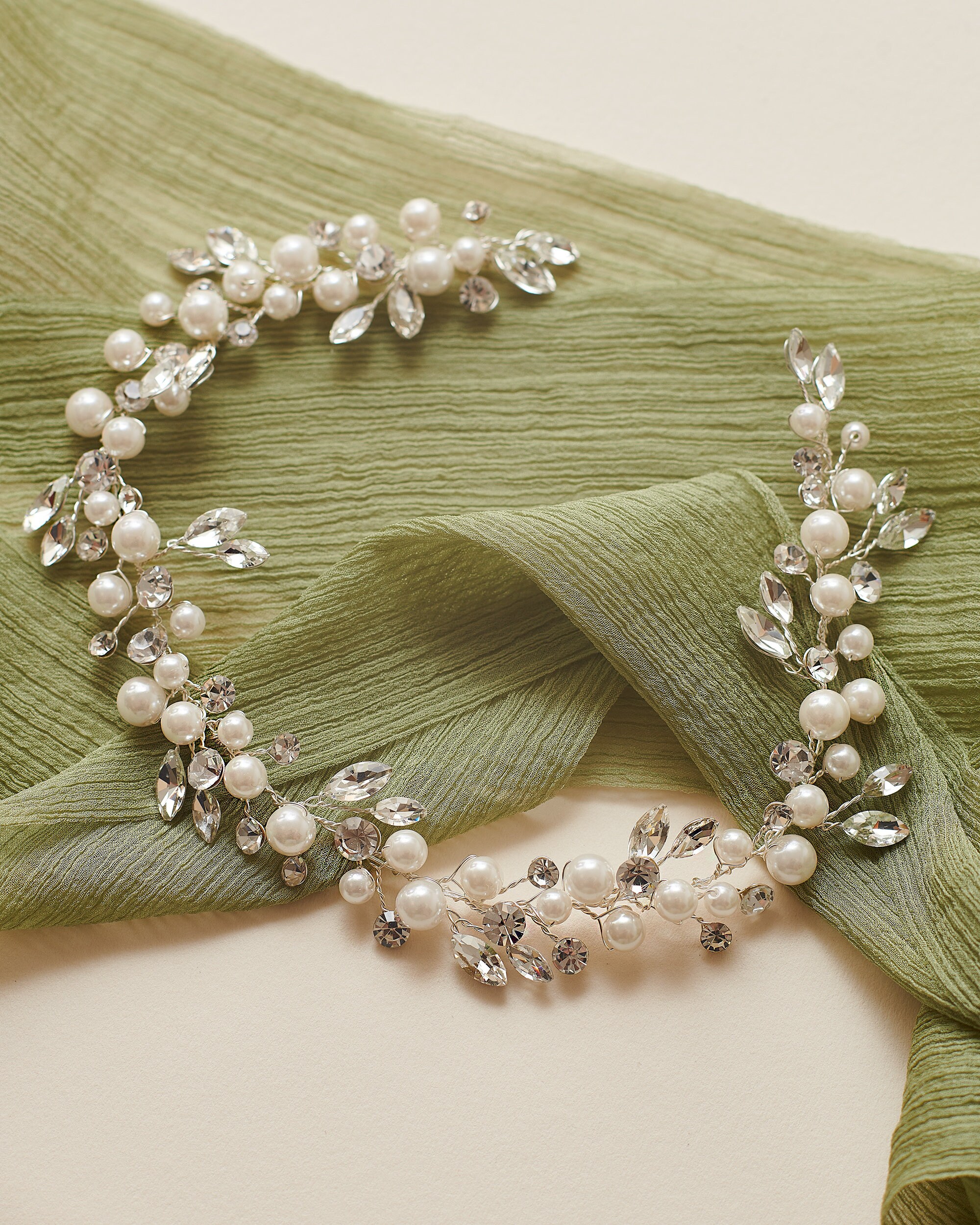 Pearl Vine Wedding Hair Vine, Floral Pearl Bridal Hair Vine 
