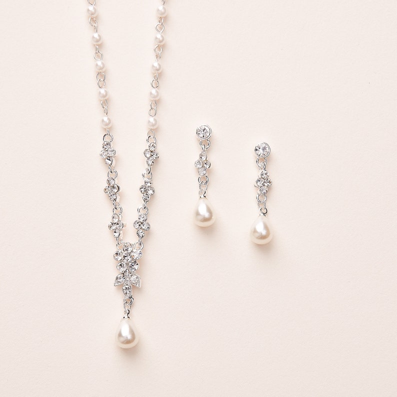 Pearl Wedding Jewelry, Pearl Bridal Jewelry, Pearl Jewelry Set, Pearl Bridesmaid Jewelry, Pearl Bridesmaid Gift, Bride Jewelry Set JS-1691 image 1