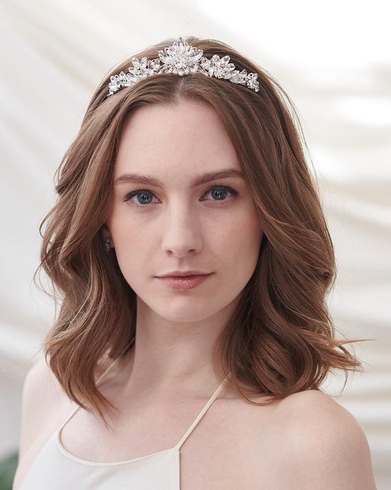Petite Crystal Wedding Tiara • Silver Crystal Bridal Tiara 