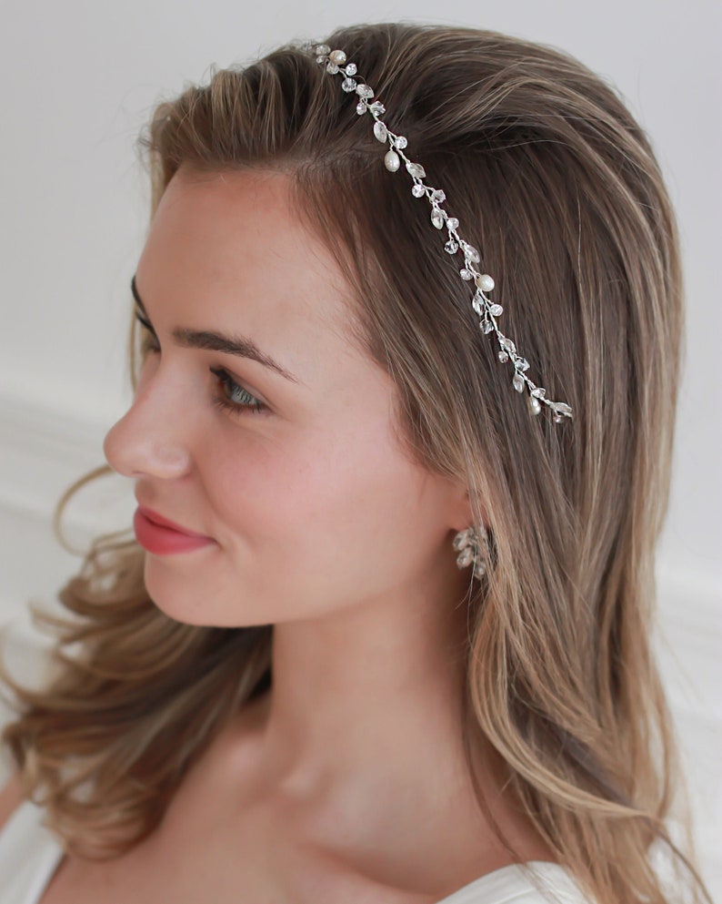 Pearl Wedding Hair Vine, Freshwater Pearl Bridal Hair Vine, Bridal Hair Accessory, Wedding Headband, Bridal Headpiece, Bridal Hairpiece3421 image 1