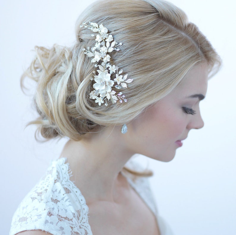 Ivory Floral Hair Clip, Bridal Hair Accessory, Bridal Hair Clip, Floral Bridal Clip, Wedding Headpiece, Bridal Hair Piece, Hair Clip 2274 image 9