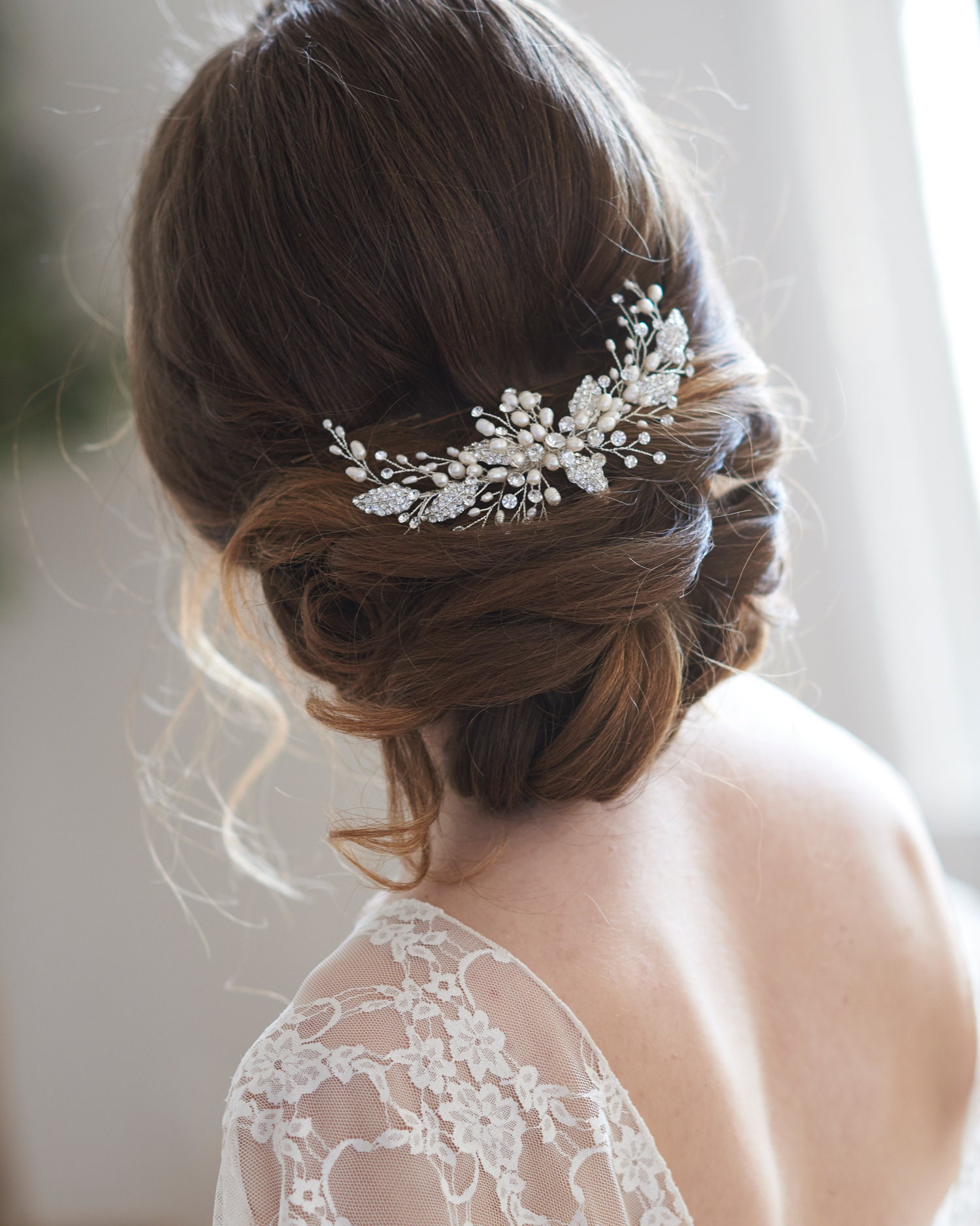 Floral Bridal Hair Comb Pearl Bridal Hair Comb Floral Bridal | Etsy