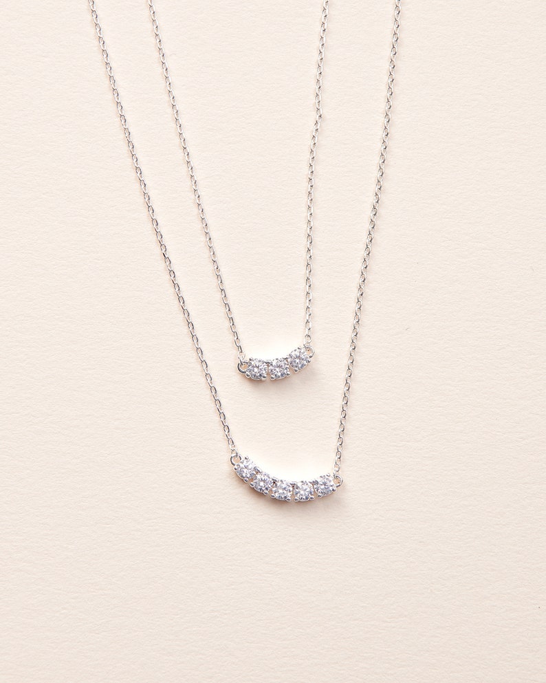 Minimalist Necklace Necklaces for Women Gifts for Her Double Strand Necklace Layered Necklace Dainty Necklace CZ Necklace 1756 image 5