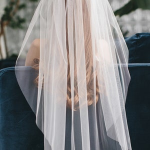 Bridal Veil, Cut Edge Veil, Simple Wedding Veil, Veil for Bride, Wedding Veil, Ivory Veil, White Veil, Veil for Wedding, Simple Veil,VB-5090 image 9