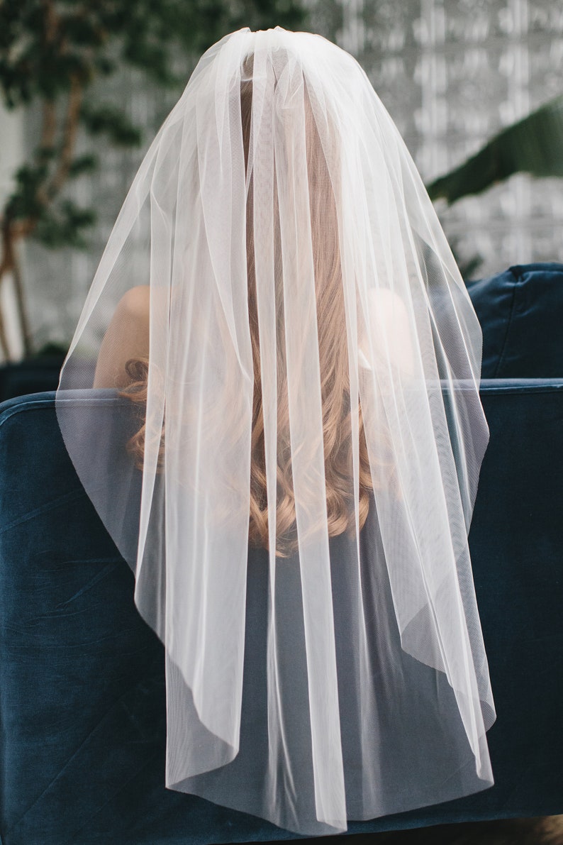 Bridal Veil, Cut Edge Veil, Simple Wedding Veil, Veil for Bride, Wedding Veil, Ivory Veil, White Veil, Veil for Wedding, Simple Veil,VB-5090 image 9