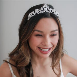 Rhinestone Wedding Tiara • Royal Bridal Crown • Crystal Tiara • Princess Tiara • Silver Bridal Tiara • Wedding Headpiece • 3157