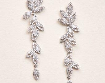 Statement Earrings • CZ Statement Earrings • Silver CZ Earrings • Silver Bridal Earrings • Dangle Earrings • Silver Drop Earrings • 4399