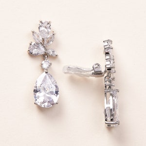 Silver Bridal Earrings, Gold Wedding Earrings, Bridal Earrings, Wedding Jewelry, Gold CZ Bridal Earrings, Bridal Jewelry, Wedding 4161 image 5