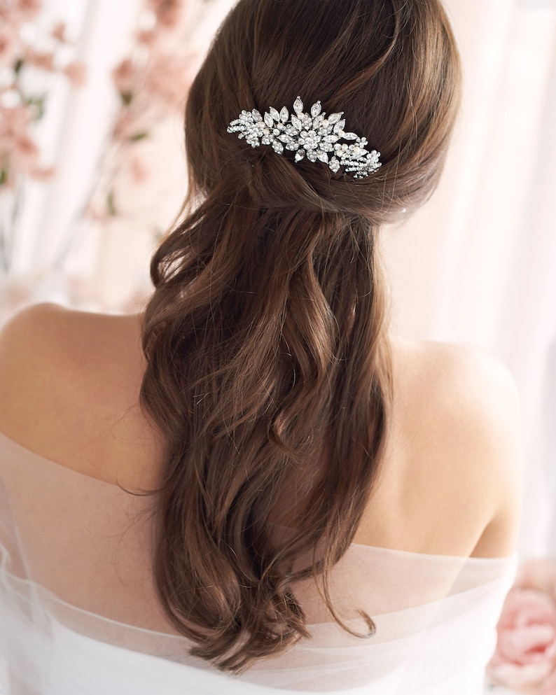 Pearl Bridal Hair Comb, Vintage Bridal Hair Comb, Wedding Hair Accessory, Rhinestone Hair Comb, Bridal Hair Accessory, Bridal Hair Comb2228 image 3