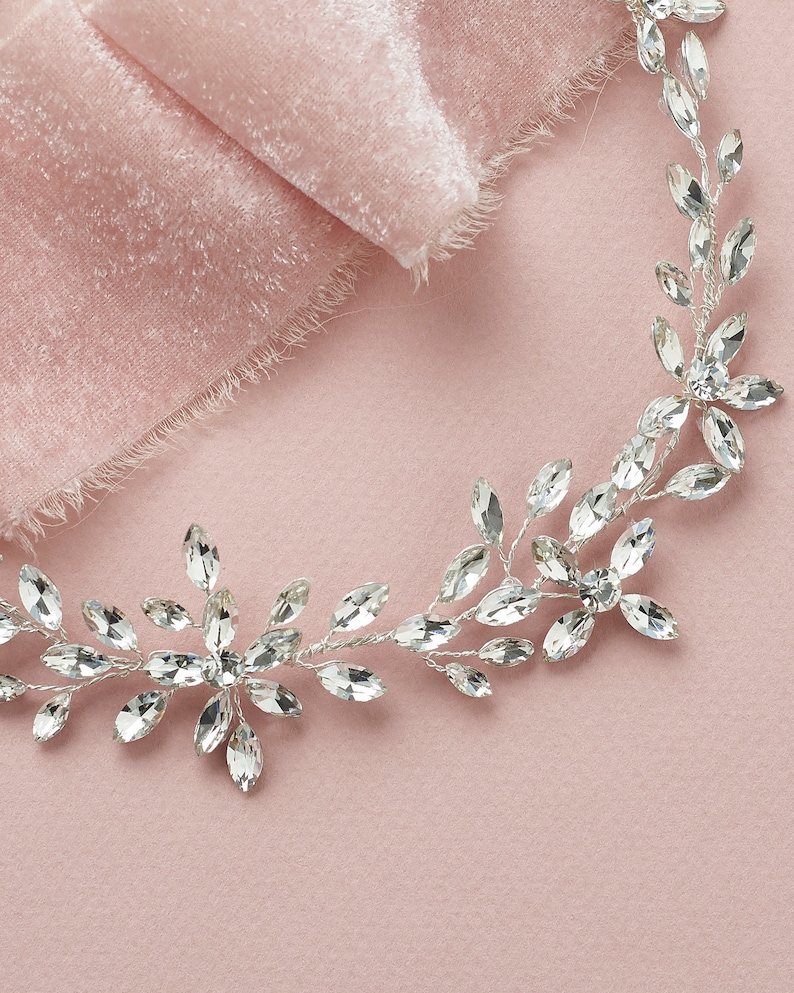 Crystal Bridal Hair Vine Silver Crystal Hair Vine Wedding Etsy