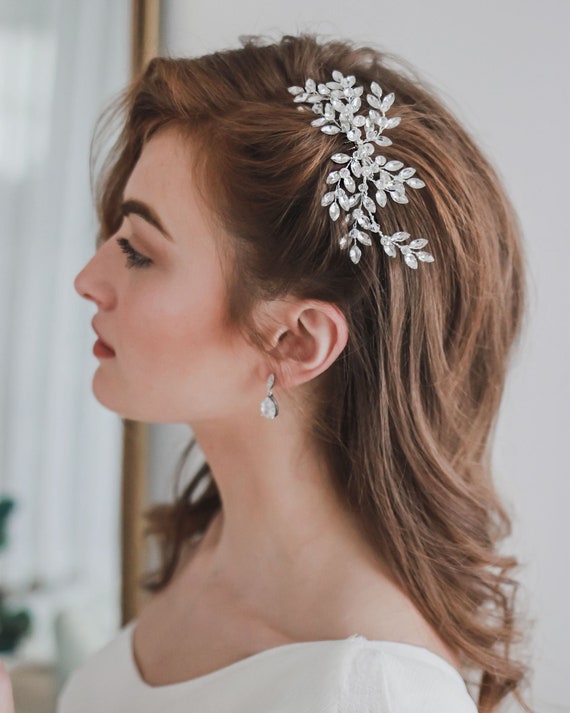 Silver Crystal and Rhinestone Bridal Hair Comb • Wedding  display picture 3