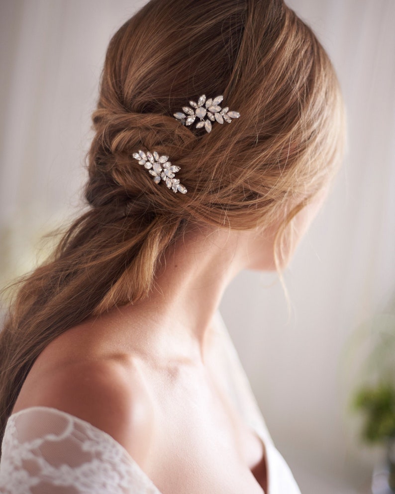 Set of 2 Crystal Hair Pins, Bridal Hair Accessories, Hair Pins for Bride, Bridal Hair Pins, Wedding Hair Pins, Wedding Headpiece 2847 image 2