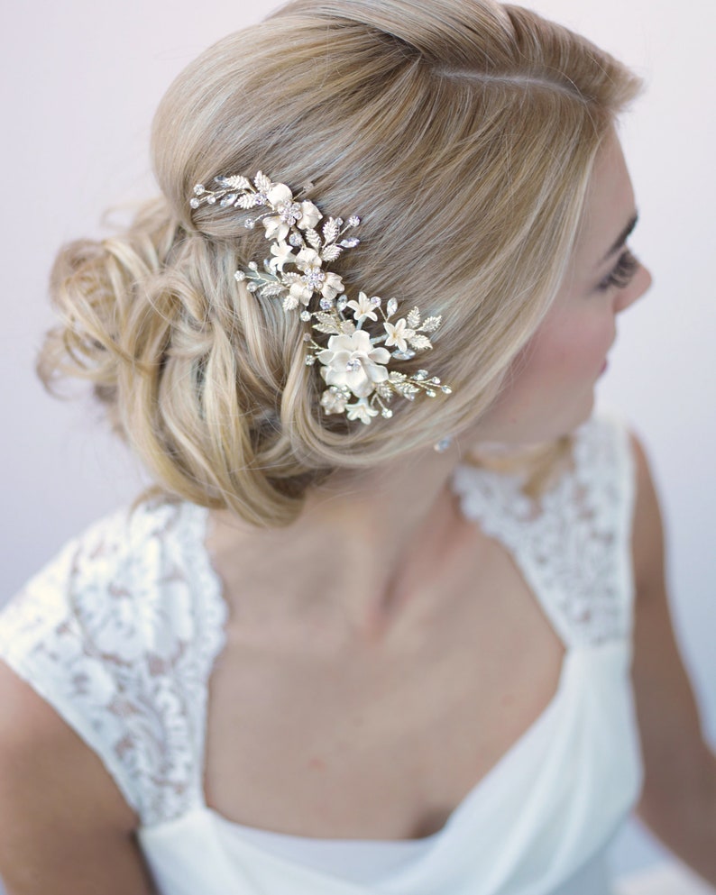 Floral Bridal Clip Floral Bridal Hair Clip Flower Wedding Etsy