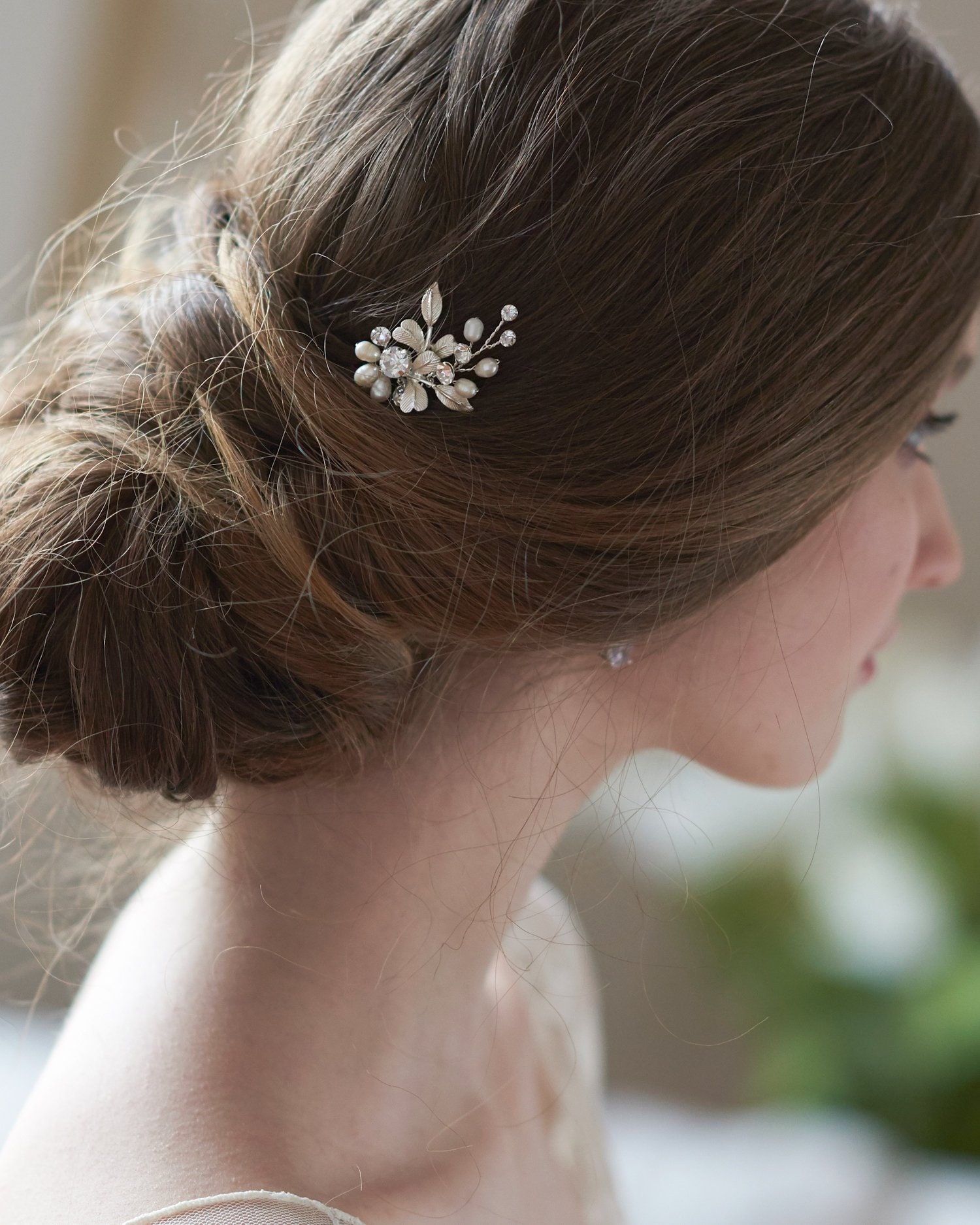 Set of 3 Freshwater Pearl Hair Pins, Bridal Hair Pins  display picture 2