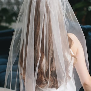 Bridal Veil, Cut Edge Veil, Simple Wedding Veil, Veil for Bride, Wedding Veil, Ivory Veil, White Veil, Veil for Wedding, Simple Veil,VB-5090 image 3