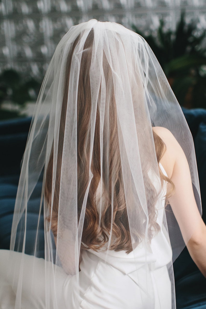 Bridal Veil, Cut Edge Veil, Simple Wedding Veil, Veil for Bride, Wedding Veil, Ivory Veil, White Veil, Veil for Wedding, Simple Veil,VB-5090 image 3