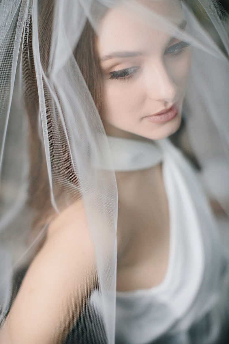 Bridal Veil, Cut Edge Veil, Simple Wedding Veil, Veil for Bride, Wedding Veil, Ivory Veil, White Veil, Veil for Wedding, Simple Veil,VB-5090 image 8