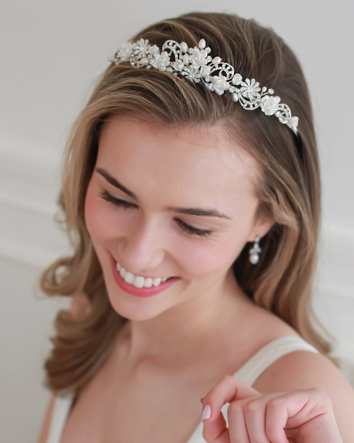 Rhinestone & Pearl Wedding Tiara Bridal Hair Accessory Pearl Etsy
