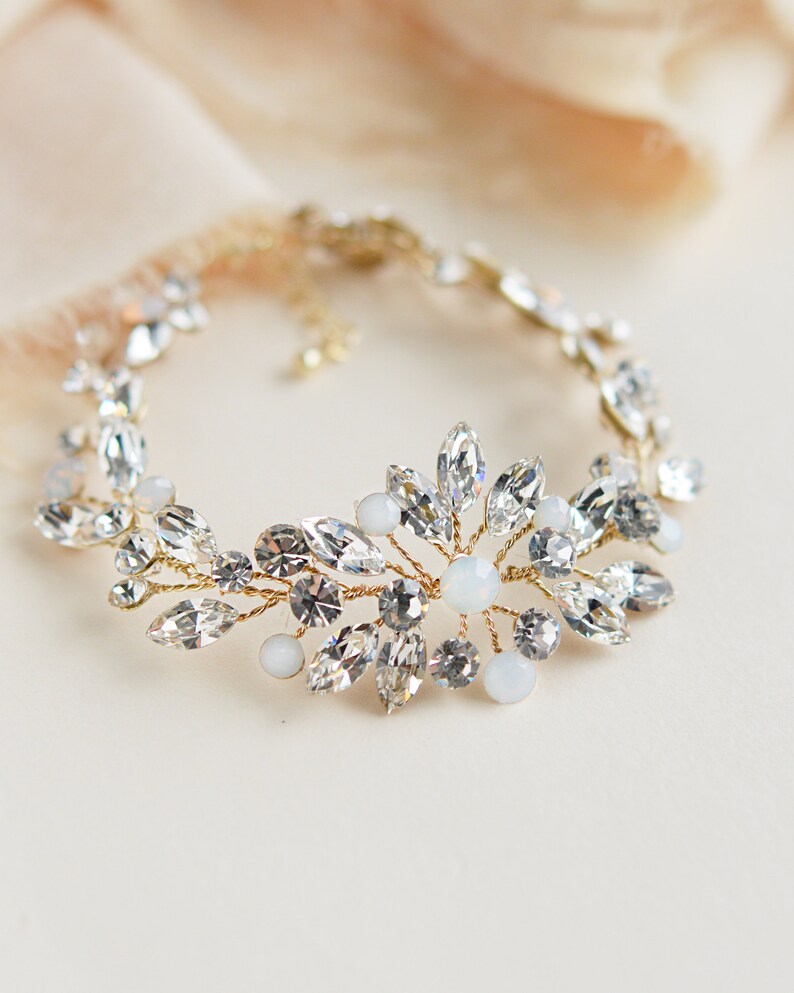 Floral & Opal Bracelet Crystal Opal Bracelet Floral Etsy