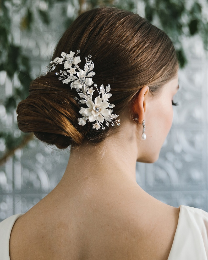 Ivory Floral Hair Clip, Bridal Hair Accessory, Bridal Hair Clip, Floral Bridal Clip, Wedding Headpiece, Bridal Hair Piece, Hair Clip 2274 image 1
