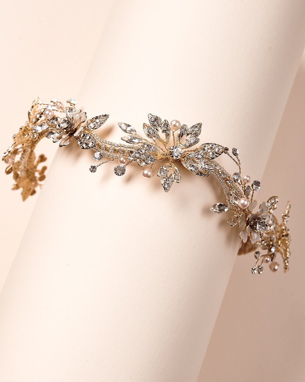 Floral & Crystal Hair Vine • Wedding Headpiece • Bridal Hair  display picture 1