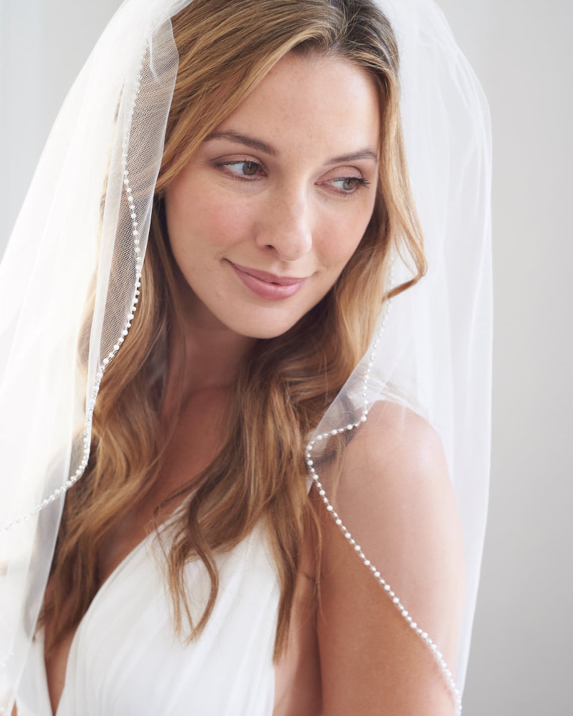 Pearl Bridal Veil Beaded Wedding Veil 1 Layer Veil Ivory | Etsy