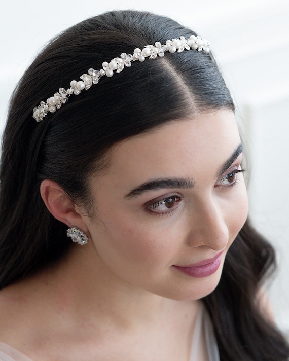 Edary Fascia Per Capelli Da Sposa Con Perle E Cristalli – Diadema A Pettine Per Matrimonio, Ballo E Festa