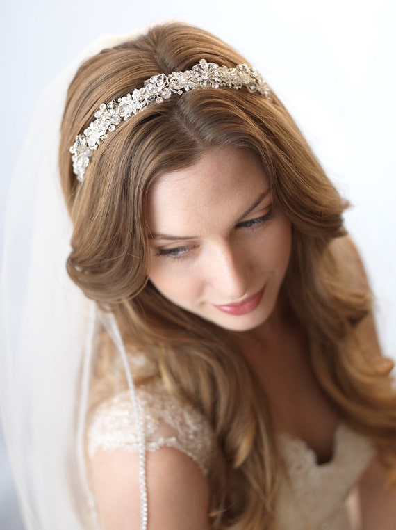 Swarovski Crystal Bridal Headband, Silver Rhinesto
