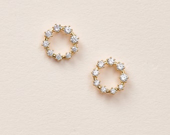 Tiny Bridal Studs • Minimalist Stud Earrings • Bridal Stud Earrings • CZ Stud Earrings • Small Stud Earrings • Circle Stud Earrings • 4346