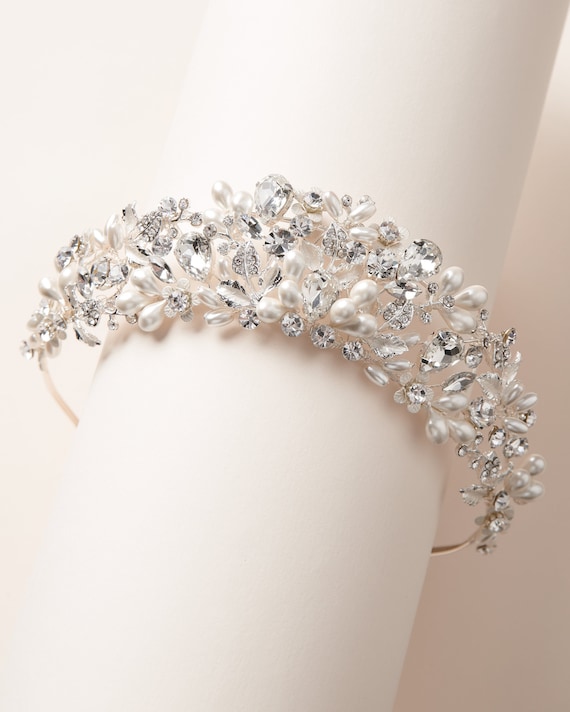 Pearl & Crystal Bridal Tiara, Pearl Wedding Tiara, Pearl Pearl & Crystal Bridal Tiara, Pearl Wedding Tiara, Pearl