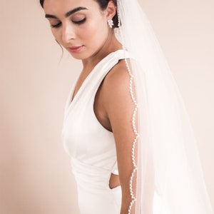 Scallop Edge Beaded Veil, Beaded Wedding Veil, Cathedral Wedding Veil, Scalloped Beaded Wedding Veil, Beaded Bridal Veil, Ivory Veil 5096 image 4