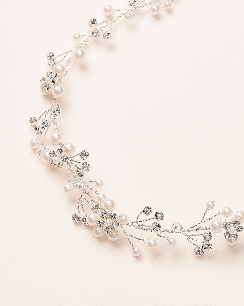 Pearl Vine Wedding Hair Vine Floral Pearl Bridal Hair Vine Etsy UK