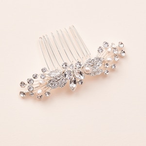 Pearl Bridal Comb Petite Wedding Hair Comb Bridal Headpiece Silver Wedding Comb Pearl & Crystal Bridal Comb 2515 image 1