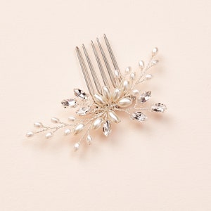 Freshwater Pearl Bridal Comb Silver Wedding Comb Freshwater Pearl Bridal Comb Pearl Wedding Hair Comb Crystal & Pearl Comb 2526 image 2
