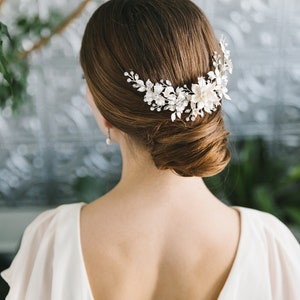 Bridal Hair Accessory Floral Bridal Comb Bridal Headpiece Bridal Hair Piece Ivory Flower Hair Comb Flower Comb for Bride 2303 image 8