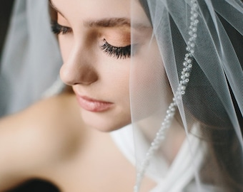 Pearl Wedding Veil • Wedding Veil • Pearl Bridal Veil • Fingertip Bridal Veil • Fingertip Wedding Veil • Pearl Veil • Bridal Veil • 5118