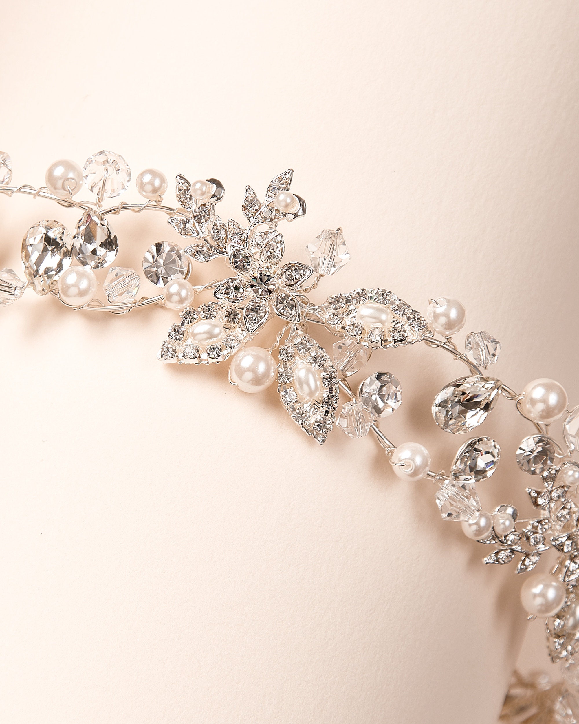 Pearl and diamond head band ?? Classic Tweed Rhinestone and Pearl head band, elegant, comfy  main image 3