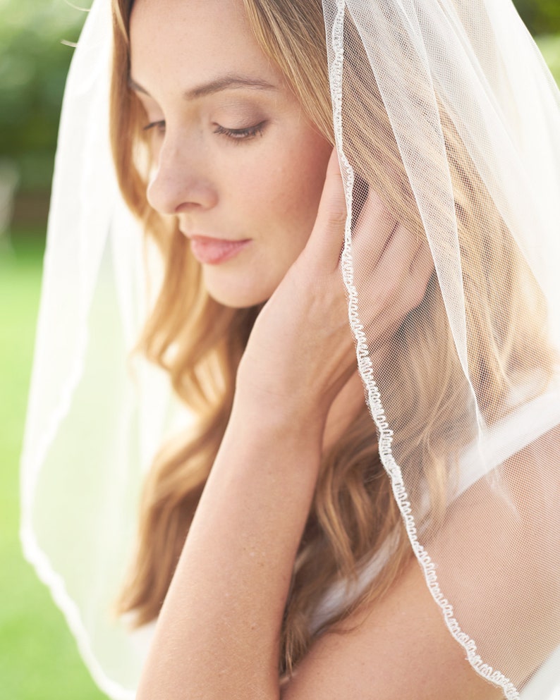 Simple Lace Edge Wedding Veil Ivory Lace Wedding Veil | Etsy