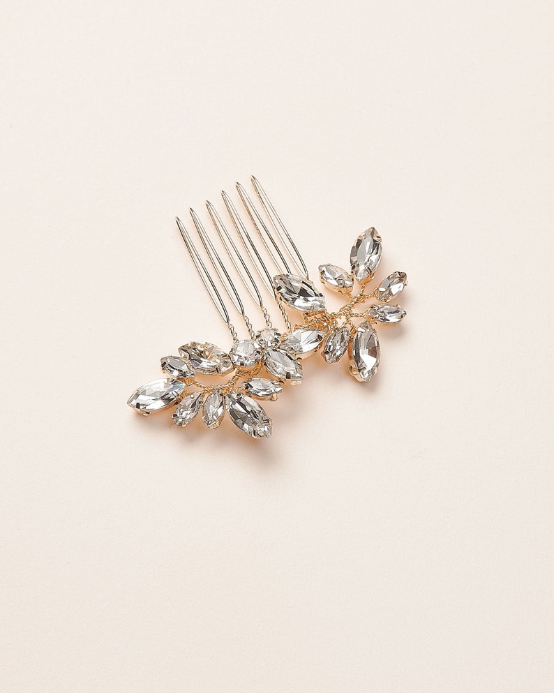 Crystal Bridal Hair Comb, Floral Rhinestone Wedding Hair Comb, Floral Bridal Comb, Small Wedding Hair Comb, Bridal Hair Accessories 2466 image 4